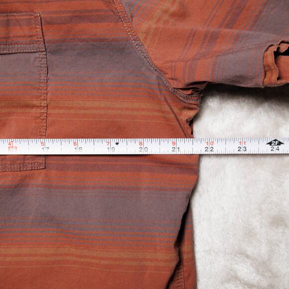 Kuhl Intriguer Red Burgundy Gray Stripe Button Down Short Sleeve Shirt Mens L - Picture 4 of 15